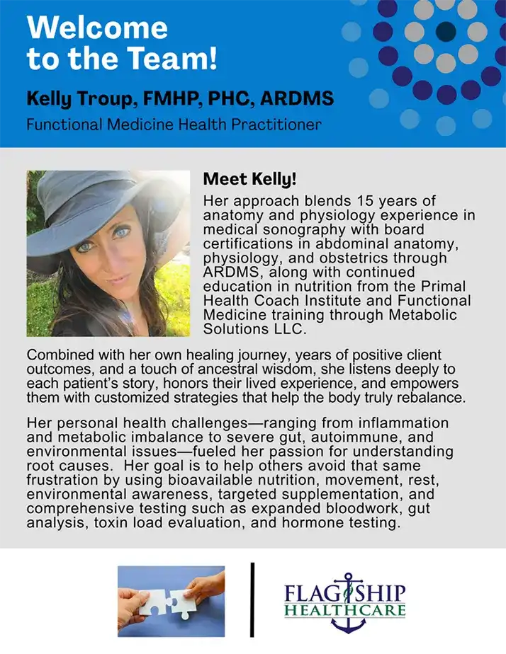 A welcome to the team flyer for our new Functional Medicine Health Practitioner
